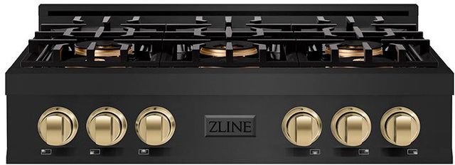 ZLINE Classic Autograph Edition 36" Black Stainless Steel Gas Rangetop with Champagne Bronze Accents-0