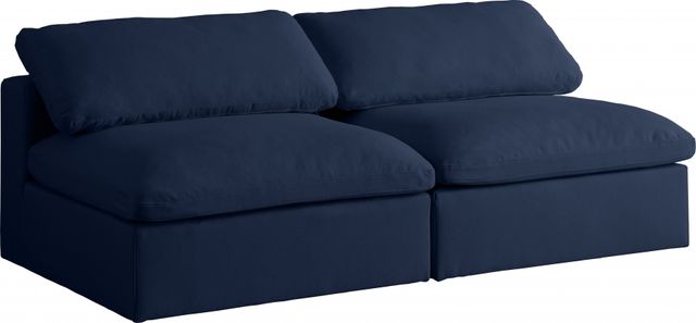 Meridian Furniture Serene Navy Linen Fabric Deluxe Cloud Modular Armless Sofa-0