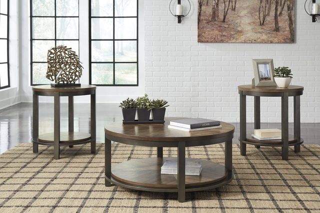 Signature Design by Ashley® Roybeck 3-Piece Light Brown/Bronze Occasional Table Set-4