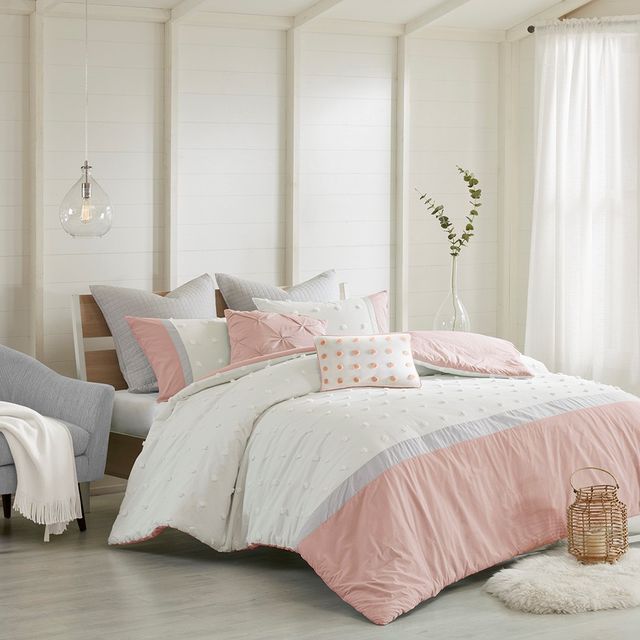 Olliix by Urban Habitat 7 Piece Blush King/California King Myla Cotton Jacquard Duvet Cover Set-2