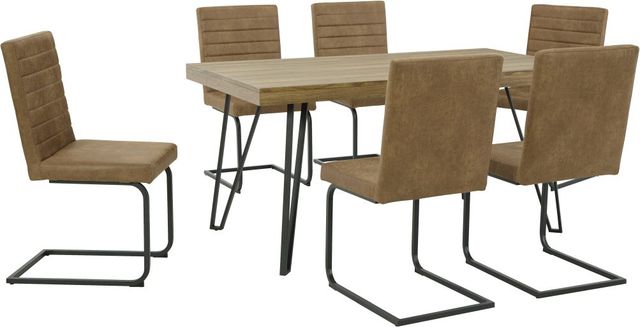 Signature Design by Ashley® Strumford Light Brown Dining Table with Black Metal Frames-4