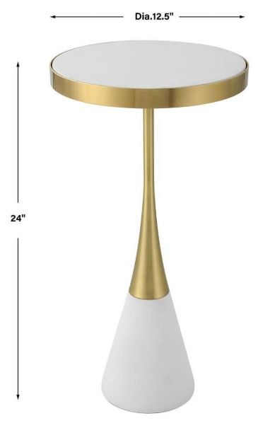 Uttermost® Apex Matte White Accent Table with Brushed Brass Accents-2