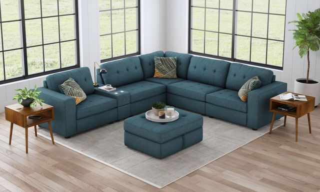Elements International Option One Palmer Plus Teal Storage Ottoman-1