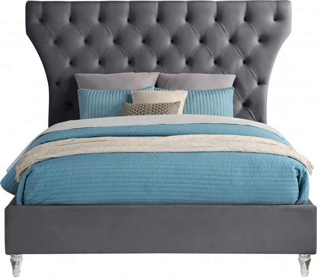 Meridian Furniture Kira Gray Queen Upholstered Bed-1