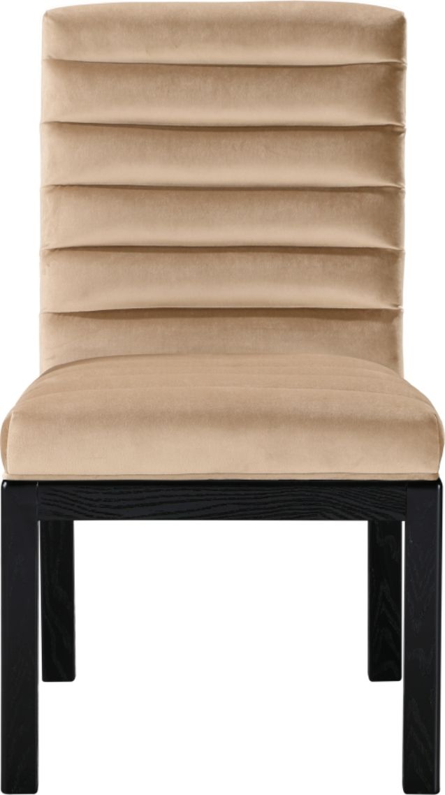 Meridian Furniture Evelyn Beige/Black Velvet Upholstered Side Chair-1