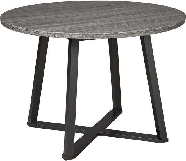 Signature Design by Ashley® Centiar Gray Round Dining Room Table with Black Base