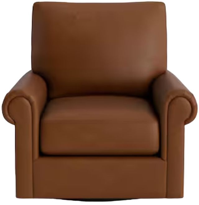 Bassett® Furniture Customizable Benchmade Premier Leather Panel Arm Swivel Chair-1