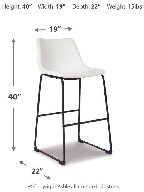 Signature Design by Ashley® Centiar White Bar Stool-2