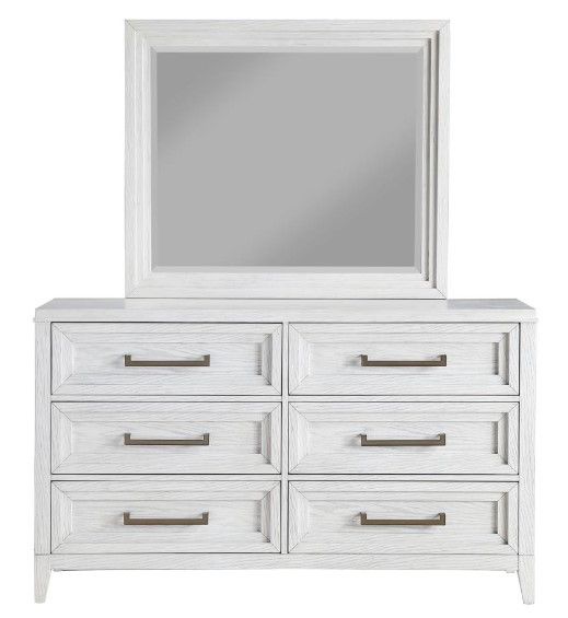 Coaster® Marielle Distressed White Dresser and Mirror  -1