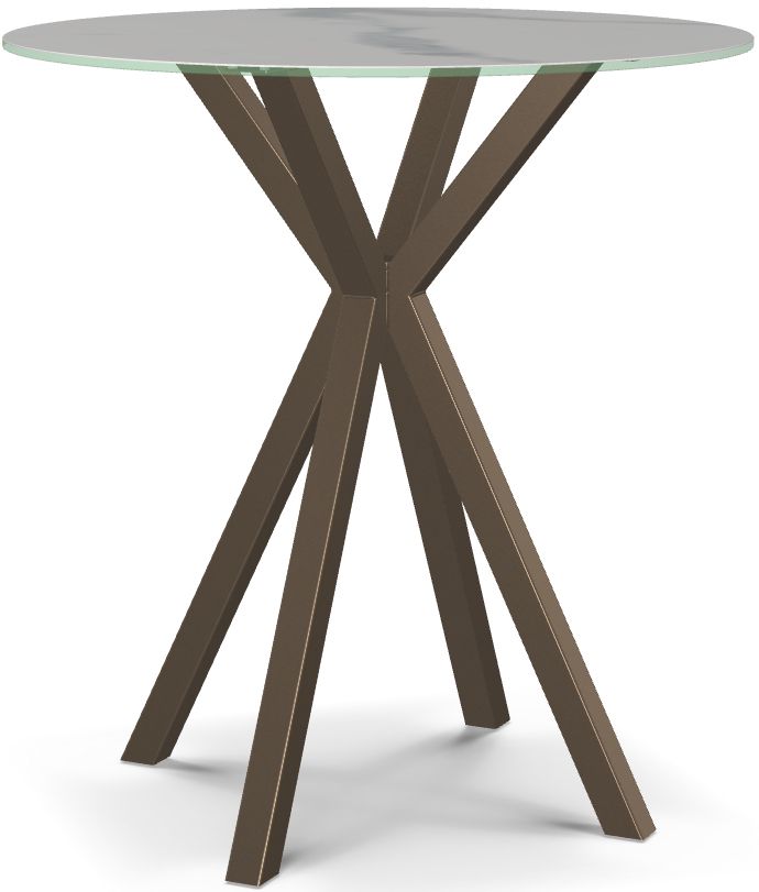 Amisco Customizable Asterisk Porcelain Glass Round Bar Table with Metal Stand