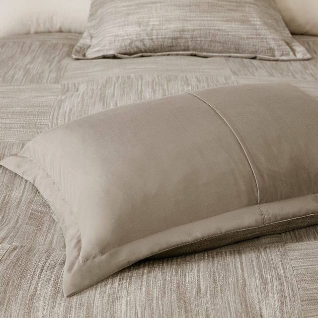 Olliix by Madison Park 7 Piece Taupe California King Walter Printed Seersucker Comforter Set-4