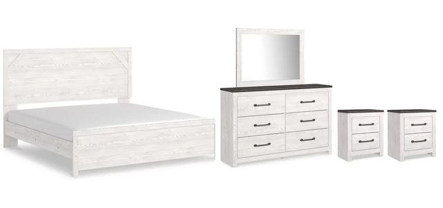 Signature Design by Ashley® Gerridan 5-Piece Gray/White King Panel Bed Set-0