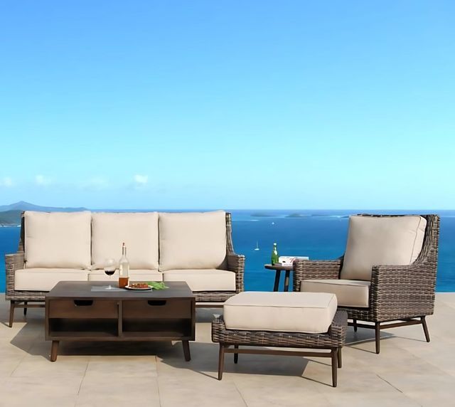 Plank & Hide Zoey Wenge Aluminum/Fabric Outdoor Ottoman-3