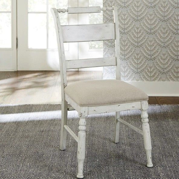 Liberty Furniture Whitney Antique Linen/Weathered Gray Slat Back Side Chair-1