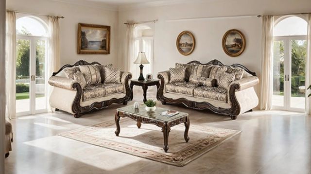 Furniture of America® Andalusia Dark Cherry/Light Brown Loveseat-1