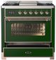 Ilve® Majestic III 36" Emerald Green Pro Style Dual Fuel Liquid Propane Range with 6 Black Brass Burners and Copper Trim-2