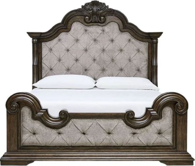 Signature Design by Ashley® Maylee Beige/Dark Brown King Upholstered Panel Bed-1