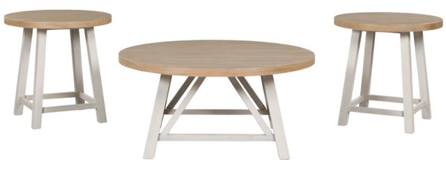 Signature Design by Ashley® Fawndell 3-Piece Brown Occasional Table Set with Antique White Base-1