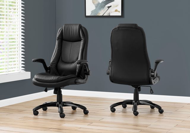 Monarch Specialties Inc. Black Leather Look High Back Executive Chair-1