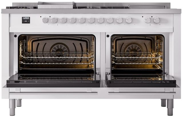 Ilve® Professional Plus II 60" White Pro Style Dual Fuel Range-1