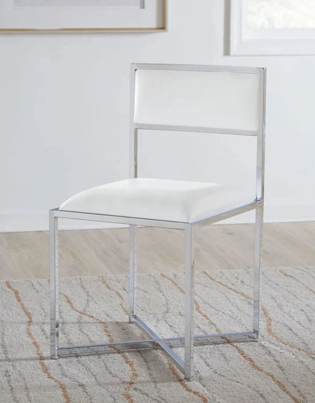 Modus Furniture Amalfi Chrome/White X-Base Dining Side Chair-1