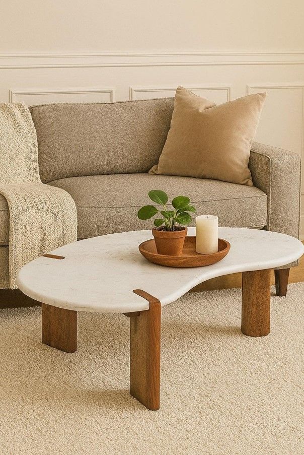 Jaipur Furniture Wrenna White Coffee Table with Brown Base-1