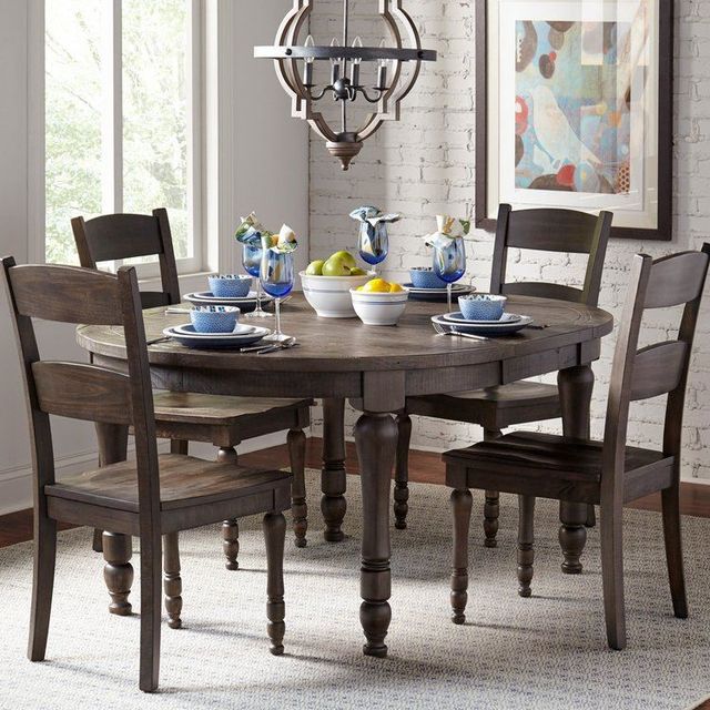 Jofran Inc. Madison County Barnwood Round to Oval Dining Table-1