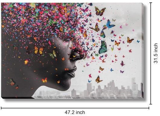 Classy Living Vibrant Butterfly Reverie Portrait Wall Art-2