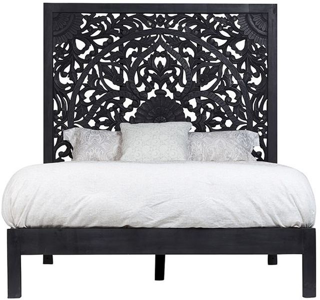 Porter International Designs Bali Black Queen Panel Bed-1