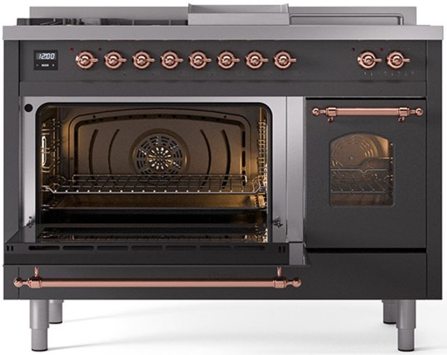 Ilve® Nostalgie II Series 48" Graphite Matte Pro Style Dual Fuel Range-2