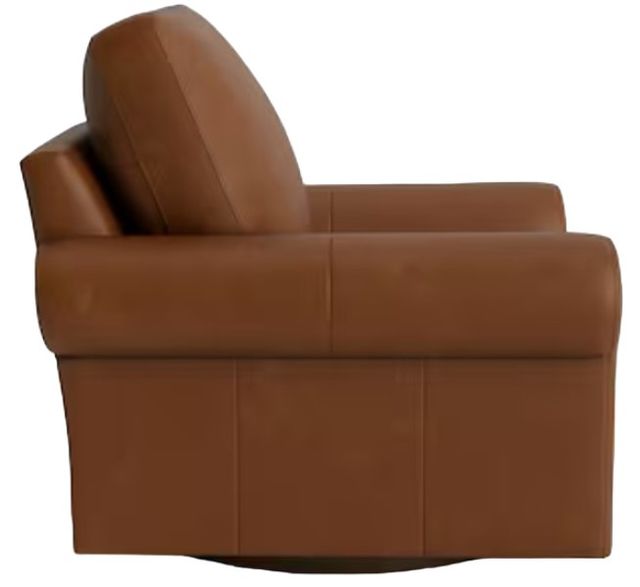 Bassett® Furniture Customizable Benchmade Premier Leather Large Roll Arm Swivel Chair-2