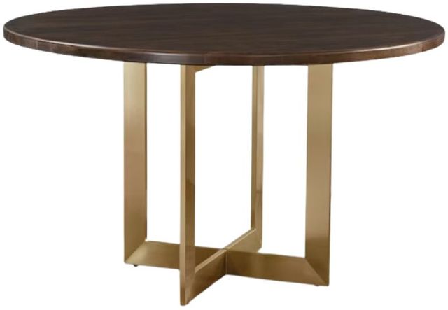 Bassett® Furniture Customizable BenchMade Astor 48" Round Dining Table with Champagne Brass Base-0