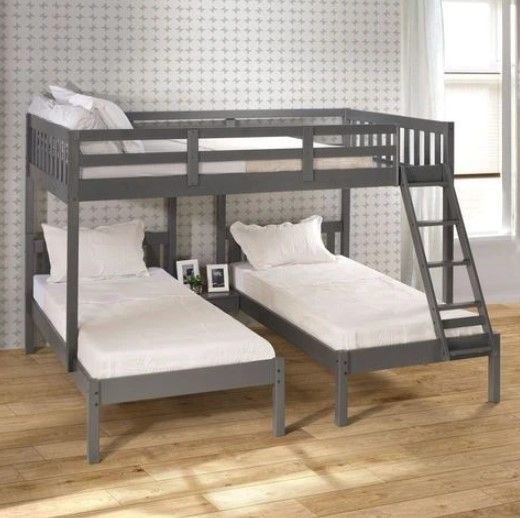 Donco Kids Treble Dark Gray Youth Full/Double Twin Bunkbed-1