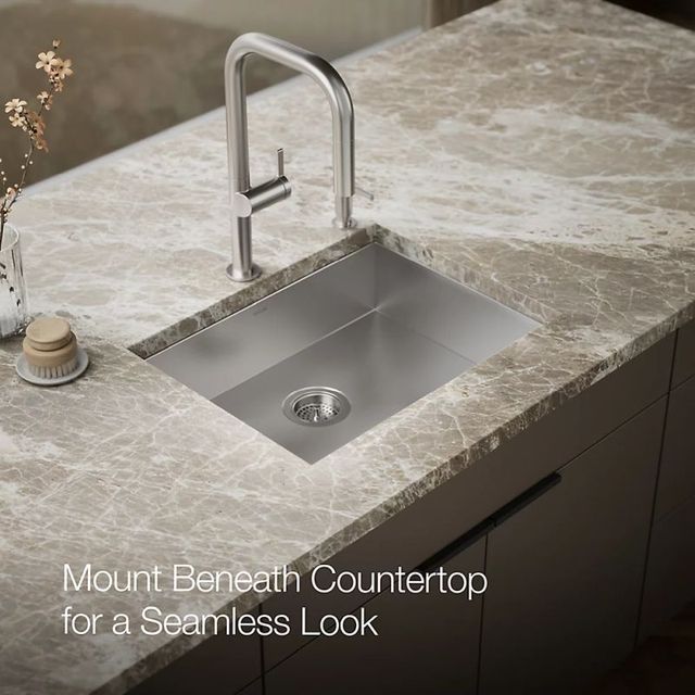 KOHLER® Vault™ Stainless Steel 25" Top/Undermount Single-Bowl Kitchen Sink-4