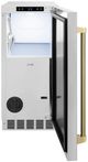 ZLINE Autograph Edition Touchstone 15" 75 lbs. Stainless Steel Door with Polished Gold Helix Handle Clear Cube Ice Maker with Drain Pump -2
