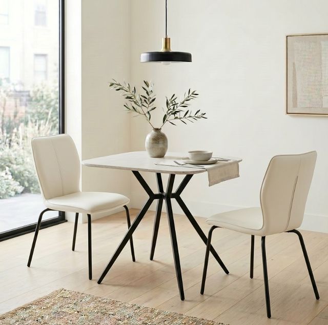 Cramco Stanton Fossil Stone Dining Table with Matte Black-1