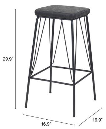 Zuo® Modern Samuel 2-Piece Vintage Black Counter Stools-2