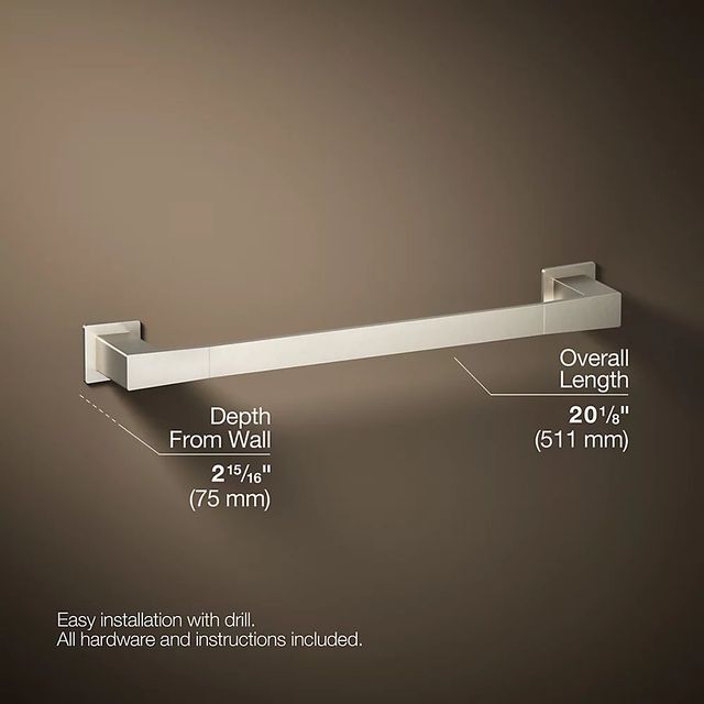 KOHLER® Honesty® Vibrant Brushed Nickel 18" Towel Bar-4