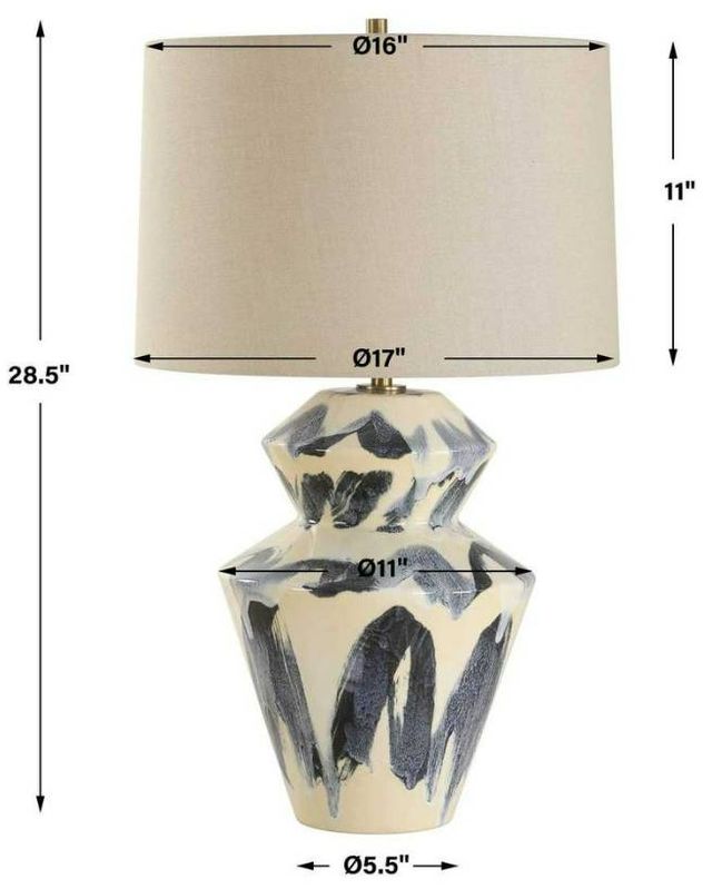 Uttermost® Oranda Off-White Table Lamp with Blue/Cream Base-2