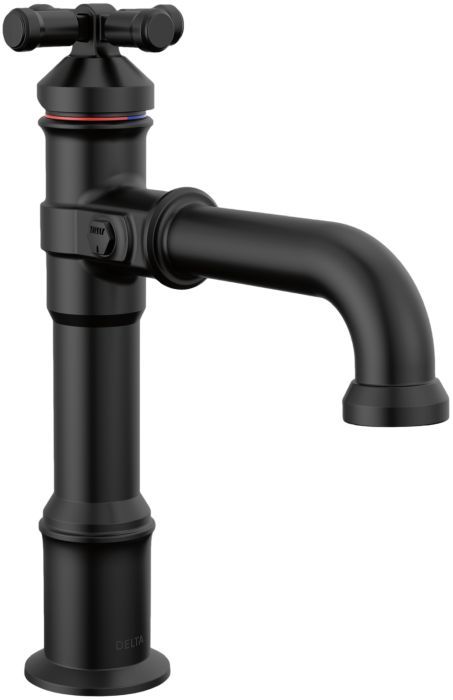Delta Broderick® Matte Black Single Cross Handle Bathroom Faucet-0