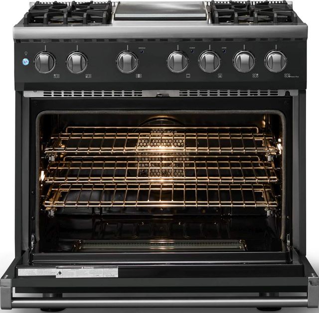 Viking® 5 Series 36" Antique Bronze Pro Style Dual Fuel (NG) Range with Polished Chrome Trim-1