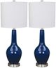 Nationwide Furniture Distributors Two 33" Blue Glass Lamps-0