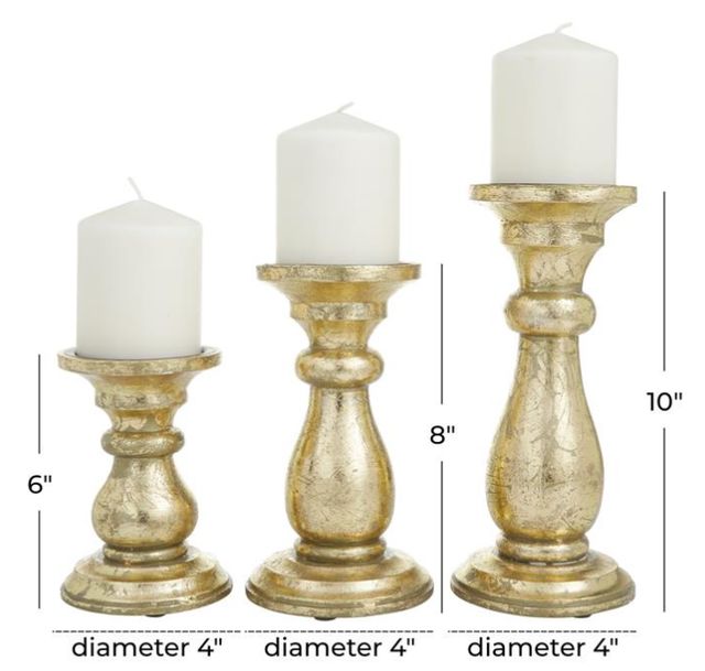 Deco Marche 3-Piece Gold Turned Candle Holder Set-3