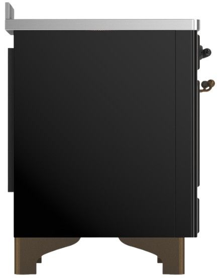 Ilve® Majestic III 48" Glossy Black Pro Style Induction Range with Solid Door and Burnished Trim-3