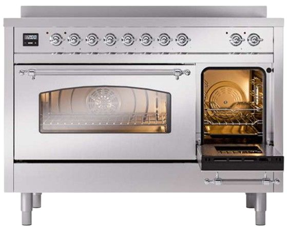 Ilve® Nostalgie II Series 48" Stainless Steel Pro Style Induction Range-2