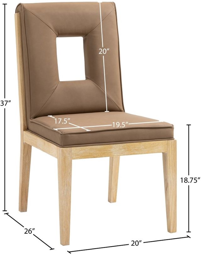 Meridian Furniture Gwendolyn Brown/Natural Vegan Leather Dining Side Chair-2