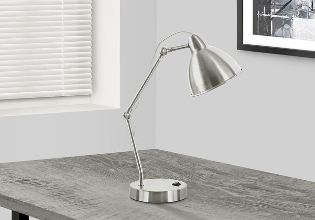 Monarch Specialties Inc. 17"H Silver Metal Table Lamp-3