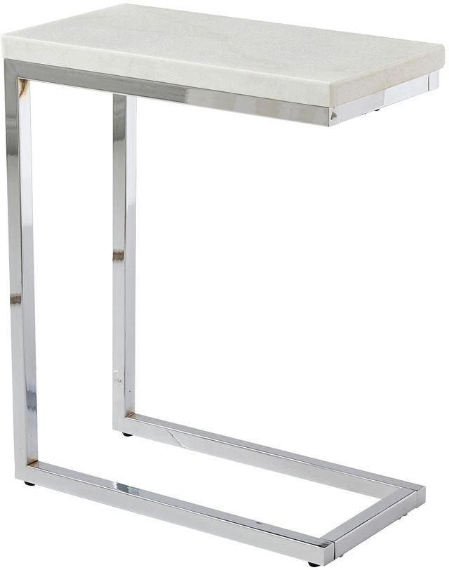 Steve Silver Co. Echo White Chairside End Table with Chrome Base-0
