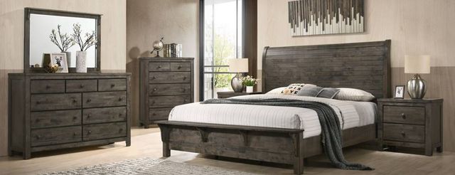 American Wholesale Furniture Cassidy Dark Vintage Grey King Panel Bed-2