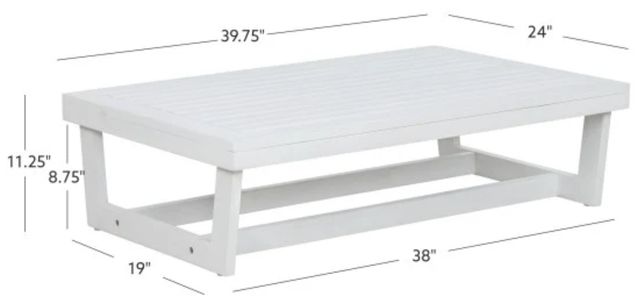 Linon Bluffton White Wooden Outdoor Cocktail Table-2